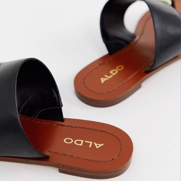 ALDO Ocericia leather ring post sandals in black - Picture 8 of 16